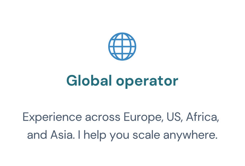 Why founders, investors and scaling companies hire me - Shivani Chetty Fractional CMO Image shows reasons why founders, investors and scaling companies hire me. Reason 3. Global operator. Experience across Europe, US, Africa, and Asia. I help you scale anywhere.