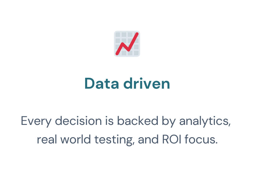 Why founders, investors and scaling companies hire me - Shivani Chetty Fractional CMO Image shows reasons why founders, investors and scaling companies hire me. Reason 4. Data driven Every decision is backed by analytics, real world testing, and ROI focus.